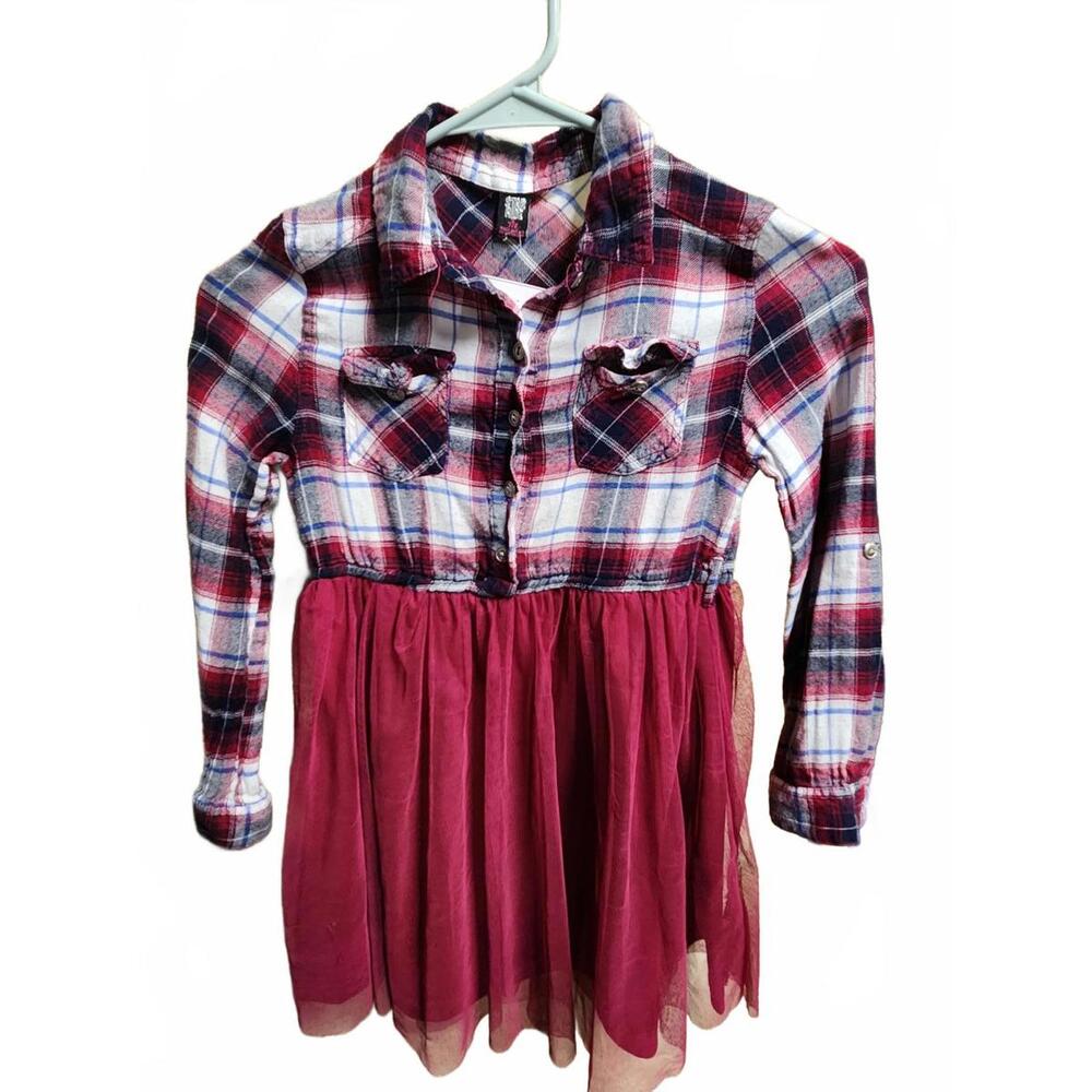 Star Ride Little Red Plaid & Pink Tulle Dress – Size M (7/8)